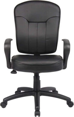 Boss Black Leather Task Chair With Arms [B1562] -Office Chairs Unlimited Shop boss black leather task chair with arms b1562 15706425524364