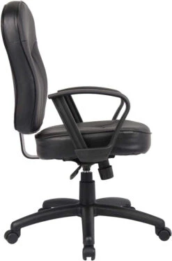 Boss Black Leather Task Chair With Arms [B1562] -Office Chairs Unlimited Shop boss black leather task chair with arms b1562 15706425622668