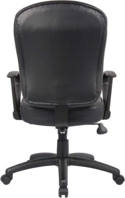 Boss Black Leather Task Chair With Arms [B1562] -Office Chairs Unlimited Shop boss black leather task chair with arms b1562 15706425655436
