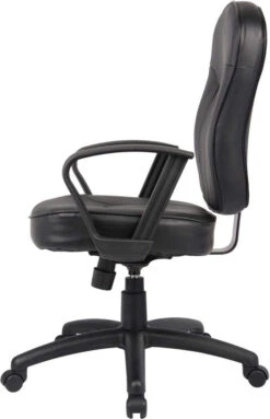 Boss Black Leather Task Chair With Arms [B1562] -Office Chairs Unlimited Shop boss black leather task chair with arms b1562 15706425688204