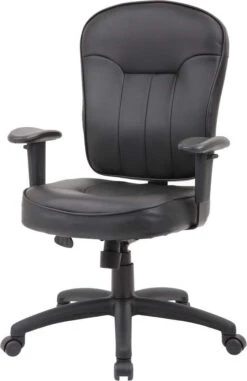 Boss Black Leather Task Chair With Arms [B1562] -Office Chairs Unlimited Shop boss black leather task chair with arms b1562 15706425786508