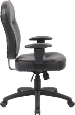 Boss Black Leather Task Chair With Arms [B1562] -Office Chairs Unlimited Shop boss black leather task chair with arms b1562 15706425950348