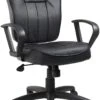 Boss Black Leather Task Chair With Arms [B1562] -Office Chairs Unlimited Shop boss black leather task chair with arms b1562 loop arms 15706425393292
