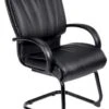 Boss Black Leather Visitor Chair [B9709] -Office Chairs Unlimited Shop boss black leather visitor chair b9709 black nylon included 13690976501900
