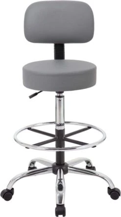Boss Caressoft Medical / Drafting Stool With Back Cushion [B16245-BG] -Office Chairs Unlimited Shop boss caressoft medical drafting stool with back cushion b16245 bg 31674469941399