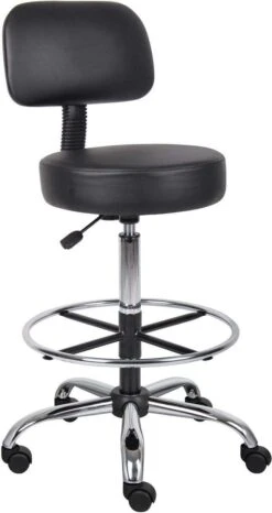 Boss Caressoft Medical / Drafting Stool With Back Cushion [B16245-BG] -Office Chairs Unlimited Shop boss caressoft medical drafting stool with back cushion b16245 bg black 29380961468567