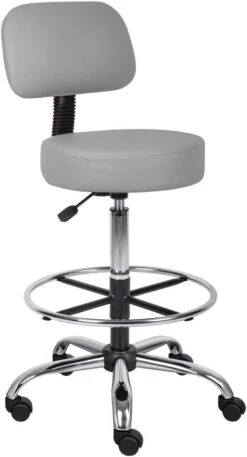 Boss Caressoft Medical / Drafting Stool With Back Cushion [B16245-BG] -Office Chairs Unlimited Shop boss caressoft medical drafting stool with back cushion b16245 bg grey 29374825037975