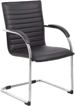 Boss Chrome Frame Vinyl Side Chair 2 Pack [B9536-BK-2]