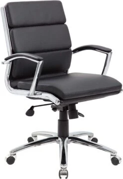 Boss Executive CaressoftPlus Mid Back Chair With Metal Chrome Finish [B9476-BK]