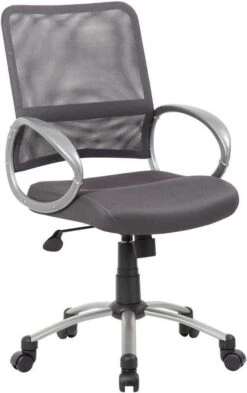 Boss Mesh Back With Pewter Finish Task Chair [B6416] -Office Chairs Unlimited Shop boss mesh back with pewter finish task chair b6416 charcoal grey 31645521903767