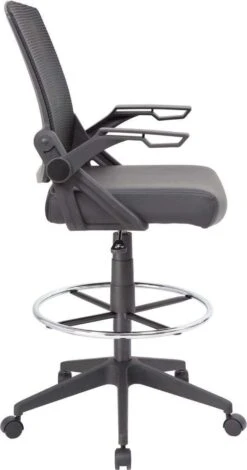 Boss Mesh Drafting Stool With Flip Arms [B16223-BK] -Office Chairs Unlimited Shop boss mesh drafting stool with flip arms b16223 bk 29371794096279