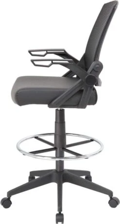 Boss Mesh Drafting Stool With Flip Arms [B16223-BK] -Office Chairs Unlimited Shop boss mesh drafting stool with flip arms b16223 bk 29371812708503