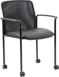 Boss Mesh Guest Chair With Casters, Black [B6909R-CS]