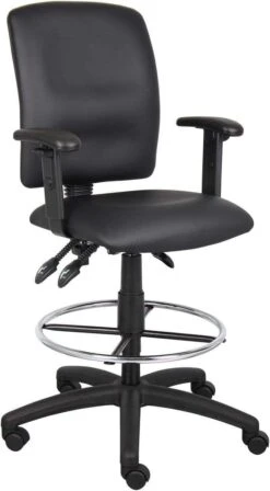 Boss Multi-Function LeatherPlus Drafting Stool [B1645] -Office Chairs Unlimited Shop boss multi function leatherplus drafting stool b1645 adjustable arms 29384735686807