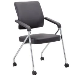 Boss Office Folding Chairs With Casters, 2-Pack [B1800-CP-2]