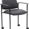 Boss Square BackDiamond Stacking Chair With Arms In Black Caressoft [B9503R-CS]