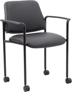 Boss Square BackDiamond Stacking Chair With Arms In Black Caressoft [B9503R-CS]
