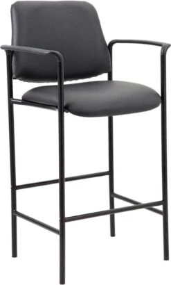 Boss Square Back Diamond Stool With Arm In Black Caressoft [B169503-CS]