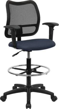 Contoured Mid Back Mesh Stool [WL-A277-BK-D-GG] -Office Chairs Unlimited Shop contoured mid back mesh stool wl a277 bk d gg blue add adjustable height arms ad 29297094230167
