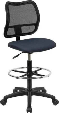 Contoured Mid Back Mesh Stool [WL-A277-BK-D-GG] -Office Chairs Unlimited Shop contoured mid back mesh stool wl a277 bk d gg blue no arms 31646313185431