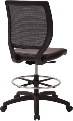 Deluxe Woven Mesh Back Armless Drafting Chair, Black Vinyl Seat [DC51000NV-3] -Office Chairs Unlimited Shop deluxe woven mesh back armless drafting chair black vinyl seat dc51000nv 3 13693032693900