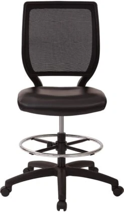 Deluxe Woven Mesh Back Armless Drafting Chair, Black Vinyl Seat [DC51000NV-3] -Office Chairs Unlimited Shop deluxe woven mesh back armless drafting chair black vinyl seat dc51000nv 3 13693032857740