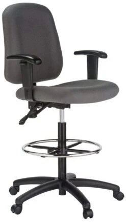 Harwick Contoured Counter Height Bank Teller Chair [100KE] -Office Chairs Unlimited Shop harwick contoured counter height bank teller chair 100ke grey height adjustable arms 25 standard rolling casters included 31666996936855