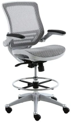 Harwick Evolve All Mesh Heavy Duty Drafting Chair - Platinum Finish [2250D-GY]