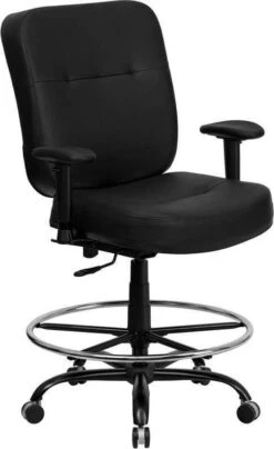 Hercules Leather / Fabric Big And Tall Drafting Chair [WL-735SYG-D-BK] -Office Chairs Unlimited Shop hercules leather fabric big and tall drafting chair wl 735syg d bk black leather add height adjustable arms 29422251770007