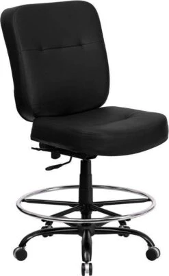 Hercules Leather / Fabric Big And Tall Drafting Chair [WL-735SYG-D-BK] -Office Chairs Unlimited Shop hercules leather fabric big and tall drafting chair wl 735syg d bk black leather no arms 31680866123927