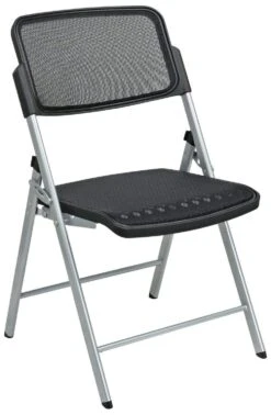 Office Star Pro-Line II™ Deluxe Folding Chair Black ProGrid® Seat And Back, 2-Pack [81608]