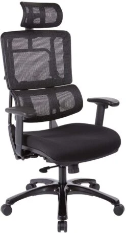 Office Star Pro-Line II™ Vertical Black Mesh Back Chair Black Base With Headrest [99663BHRB-30]
