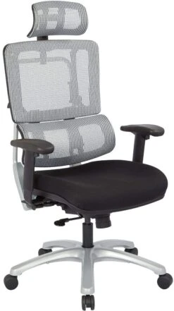 Office Star Pro-Line II™ Vertical Grey Mesh Back Chair Silver Base, Headrest [99666SHRS-30]