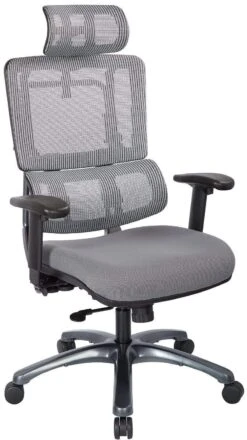 Office Star Pro-Line II™ Vertical Grey Mesh Back Chair Titanium Base [99667THRS-5811]