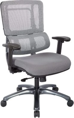 Office Star Pro-Line II™ Vertical Grey Mesh Chair Titanium Base [99667T-5811]