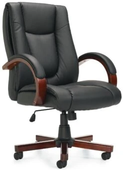 Offices To Go Luxhide Executive Chair With Wood Base And Arms [OTG11300B]