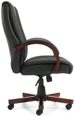 Offices To Go Luxhide Executive Chair With Wood Base And Arms [OTG11300B] -Office Chairs Unlimited Shop offices to go luxhide executive chair with wood base and arms otg11300b 38909178446072
