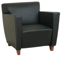 OSP Furniture® Black Leather Club Chair With Cherry Legs [SL8471]