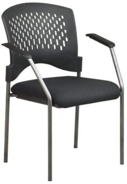 Pro Line II Titanium Finish Black Stacking Chair With Arms [8610-30]