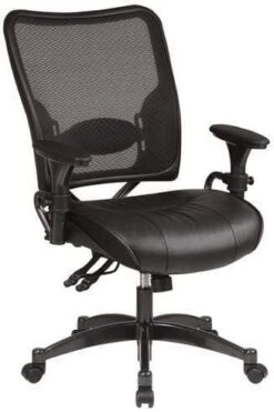 Space Seating® Ergonomic Mesh Desk Chair With Leather Seat [6876]