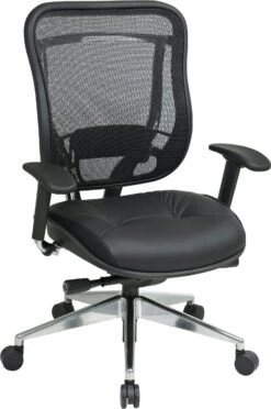 Space Seating® Executive High Back Mesh Chair Leather Seat [818A-41P9C1A8]