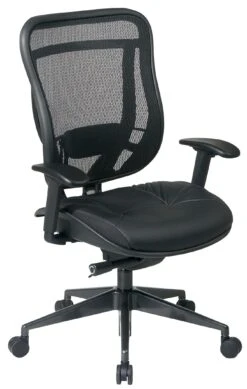 Space Seating High Back Mesh Chair With Leather Seat [818-41G9C18P]