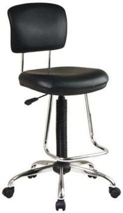 Work Smart Adjustable Black & Chrome Drafting Stool [DC420V]