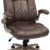 Work Smart Espresso Mid Back Faux Leather Chair With Flip Arms [FLH24981-U1] -Office Chairs Unlimited Shop work smart espresso mid back faux leather chair with flip arms flh24981 u1 39081877569784