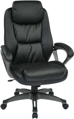 Work Smart™ Executive Black Leather Chair Coil Spring Comfort [ECH89187-EC3]