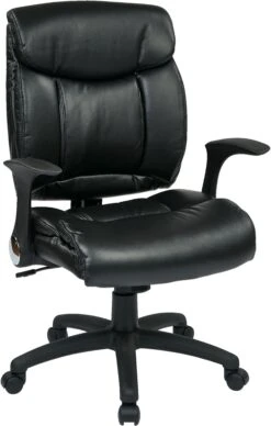 Work Smart™ Faux Leather Managers Chair With Flip Arms [FL89675] -Office Chairs Unlimited Shop work smart faux leather managers chair with flip arms fl89675 black 29471365890199