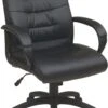 Work Smart™ Mid Back Faux Leather Executive Chair Padded Arms [FL7481-U6]